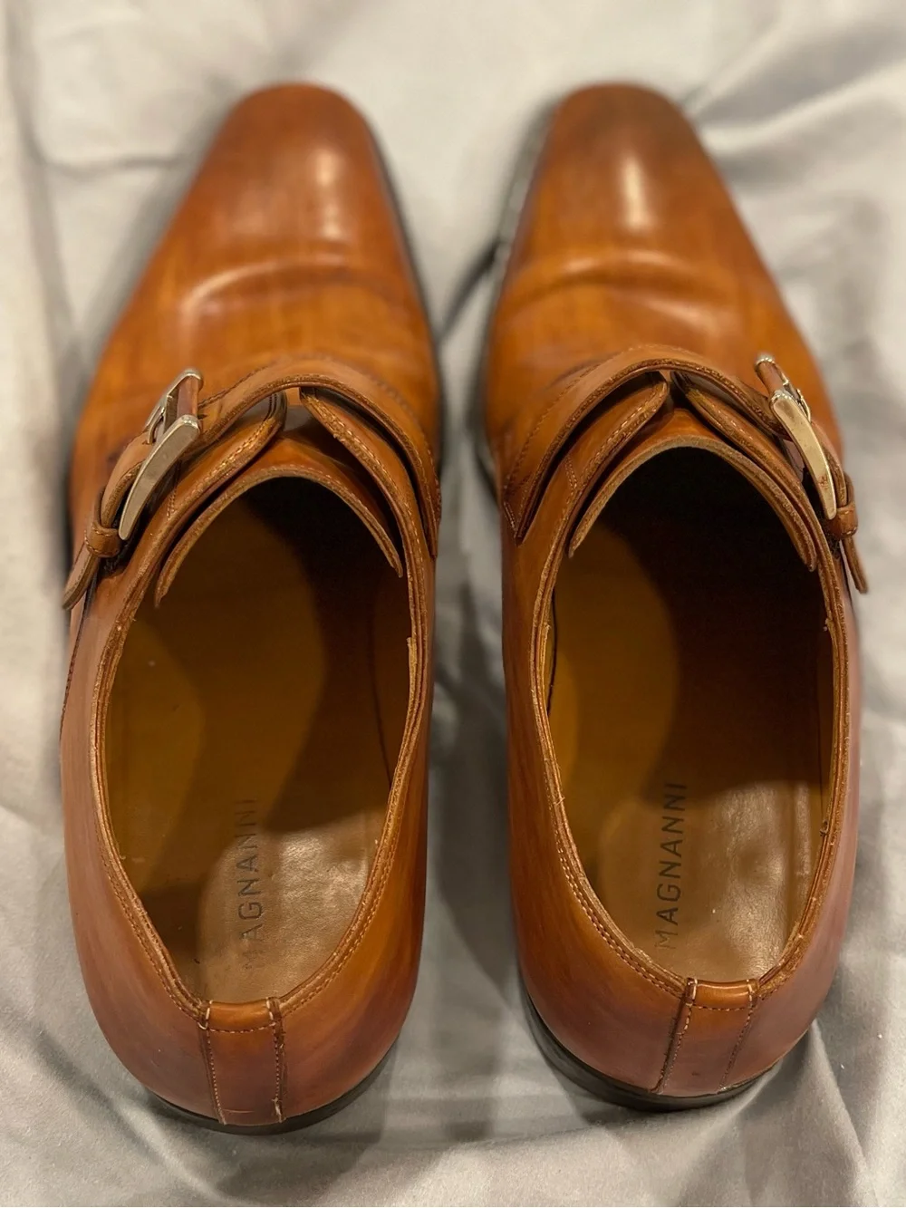 Magnanni Marco II Men's Single Monk Strap  Dress Shoes in Cognac Brow